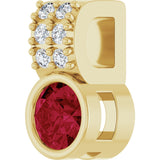 14K Gold Round Lab-Grown Ruby Accented Bezel-Set Pendant - Yellow Gold - view 5