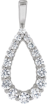 14K Gold Round Lab-Grown Diamond Pendant - White Gold