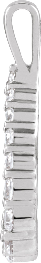 14K Gold Round Lab-Grown Diamond Pendant - White Gold - view 2
