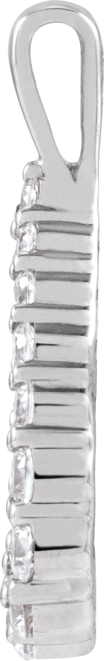 14K Gold Round Lab-Grown Diamond Pendant - White Gold - view 2