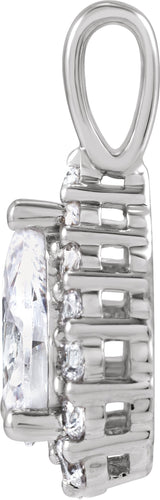 14K Gold Pear Lab-Grown Diamond Halo-Style Pendant - White Gold - view 2