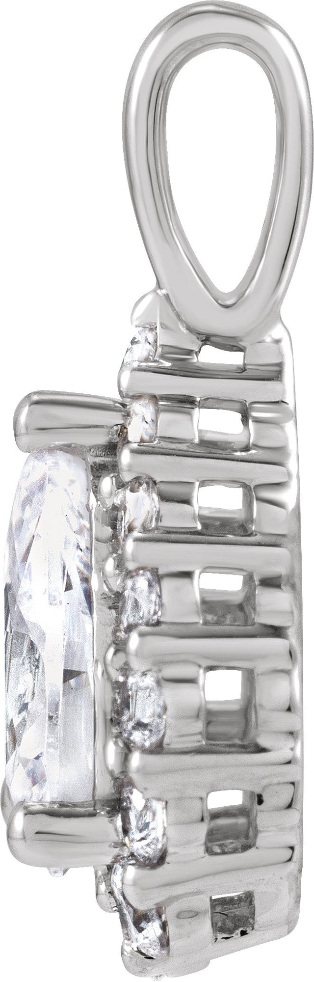 14K Gold Pear Lab-Grown Diamond Halo-Style Pendant - White Gold - view 2