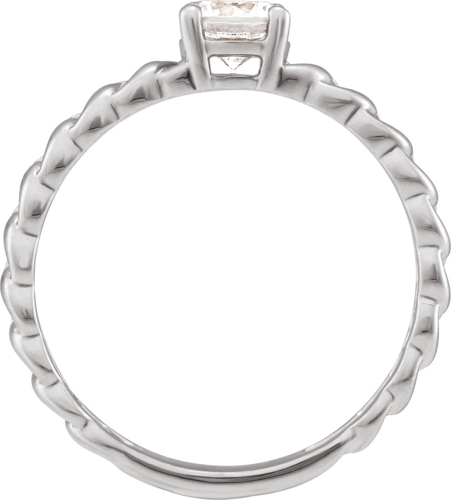 14K Gold Round Lab-Grown Diamond Ring - White Gold - view 3