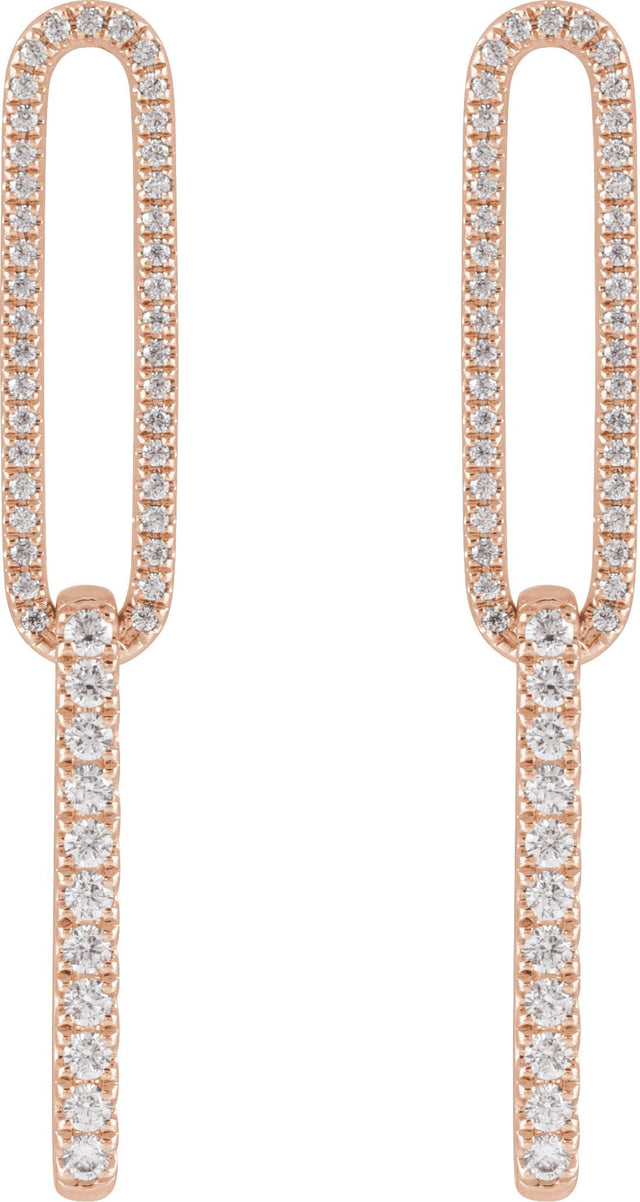 14K Gold Round Lab-Grown Diamond Earrings – 1.4mm Stones - Rose Gold - view 2