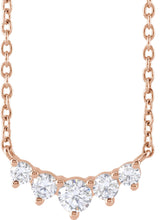 14K Gold Round Lab-Grown Diamond Graduated Necklace – 1/3 CTW - Rose Gold