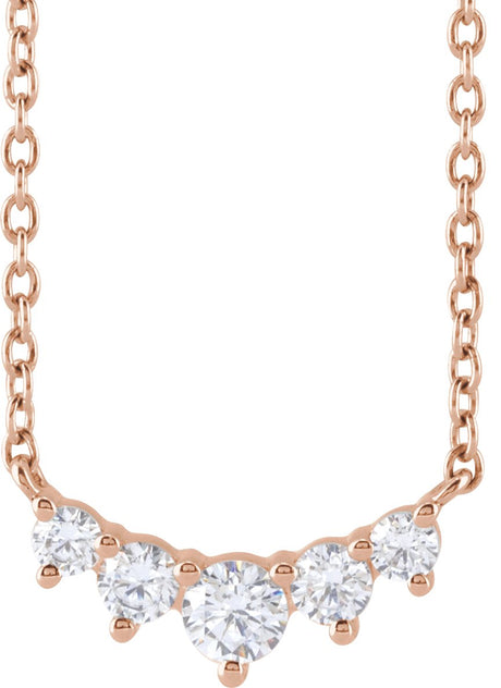 14K Gold Round Lab-Grown Diamond Graduated Necklace – 1/3 CTW - Rose Gold