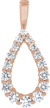 14K Gold Round Lab-Grown Diamond Pendant - Rose Gold