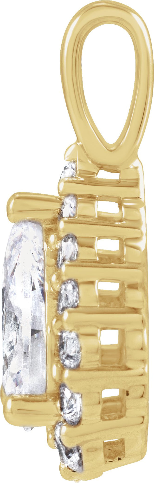14K Gold Pear Lab-Grown Diamond Halo-Style Pendant - Yellow Gold - view 2