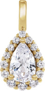 14K Gold Pear Lab-Grown Diamond Halo-Style Pendant - Yellow Gold