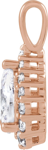 14K Gold Pear Lab-Grown Diamond Halo-Style Pendant - Rose Gold - view 2