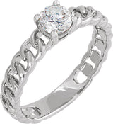 14K Gold Round Lab-Grown Diamond Ring - White Gold