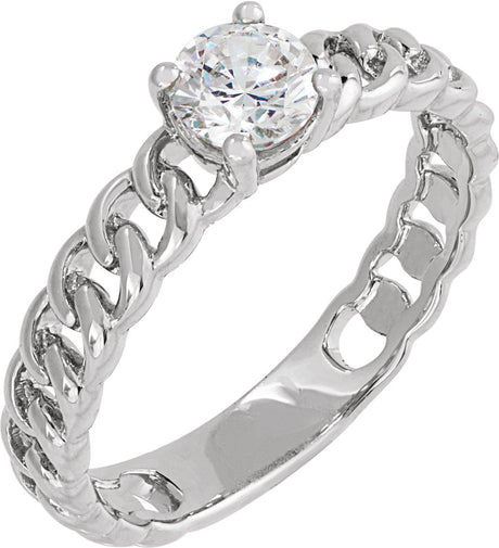 14K Gold Round Lab-Grown Diamond Ring - White Gold