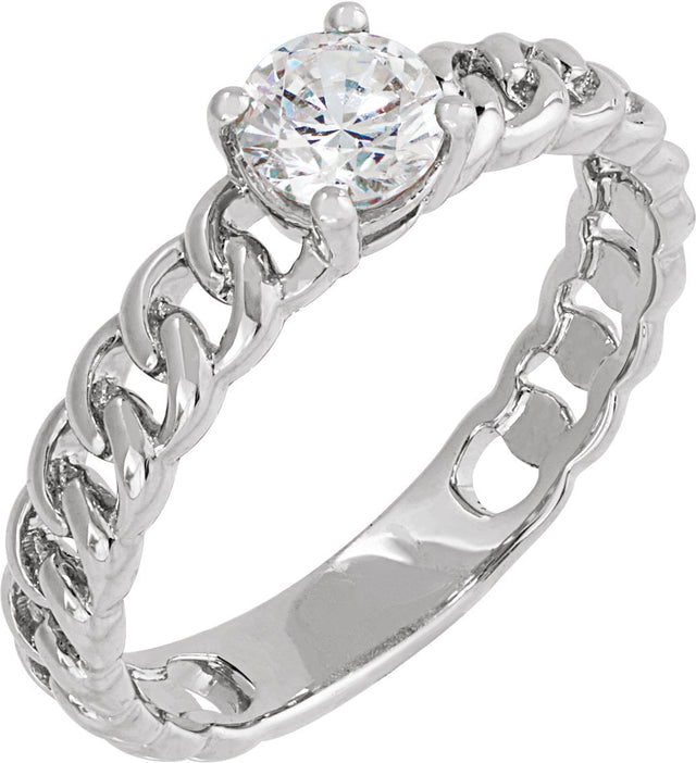 14K Gold Round Lab-Grown Diamond Ring - White Gold