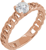 14K Gold Round Lab-Grown Diamond Ring - Rose Gold