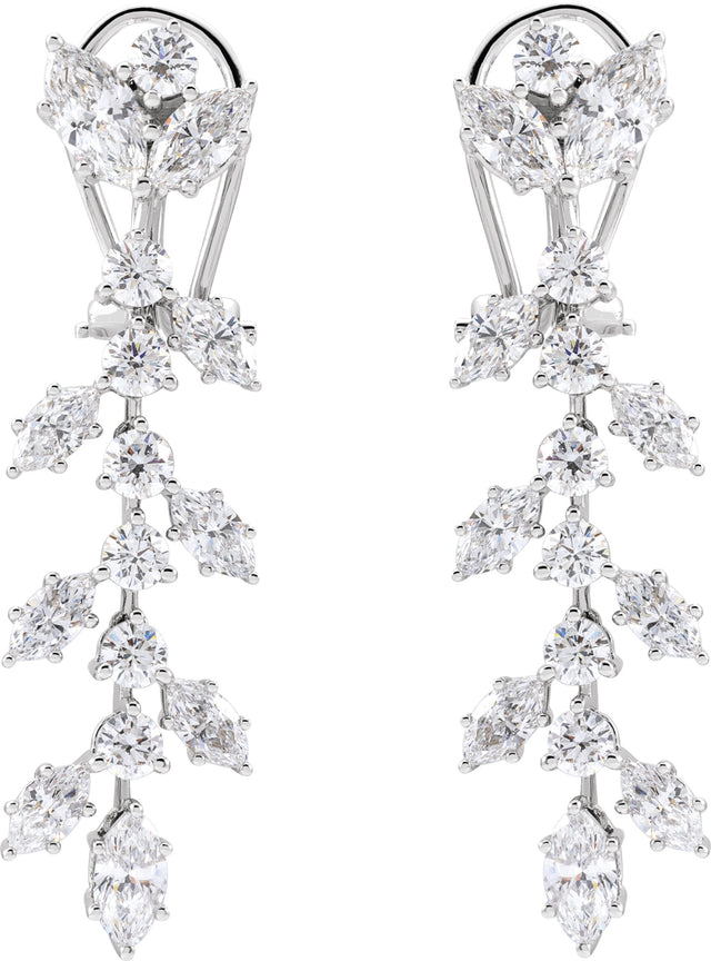 14K Gold Marquise Lab-Grown Diamond Earrings - White Gold - view 2