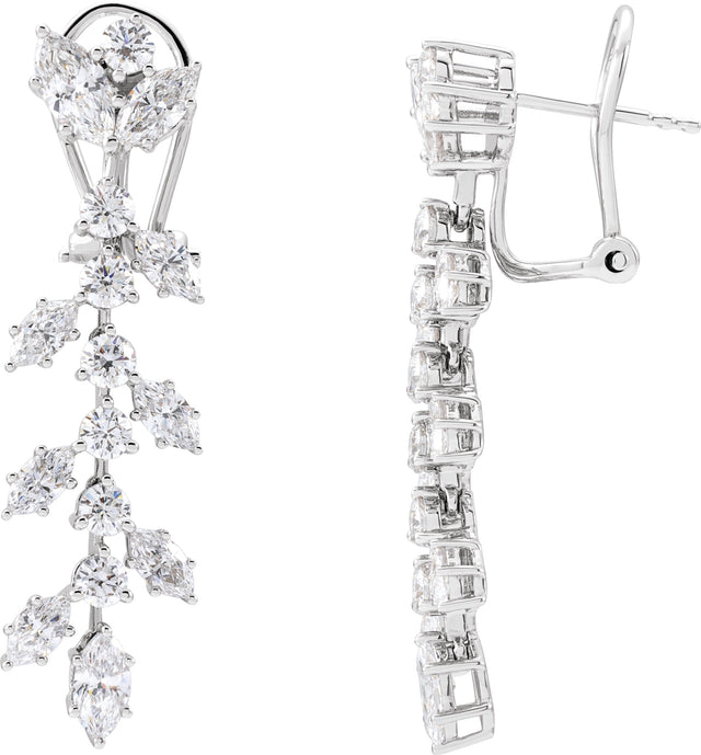 14K Gold Marquise Lab-Grown Diamond Earrings - White Gold