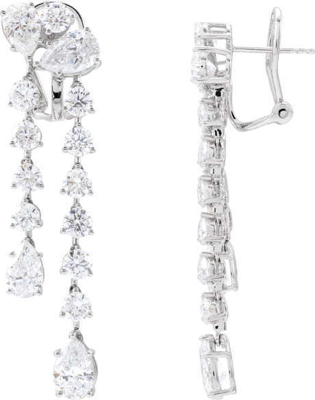 14K Gold Pear Lab-Grown Diamond Dangle Earrings - White Gold