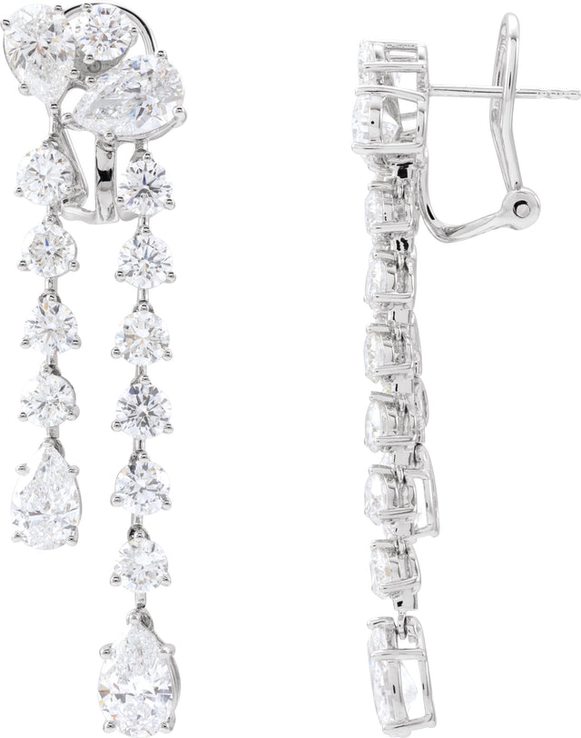 14K Gold Pear Lab-Grown Diamond Dangle Earrings - White Gold