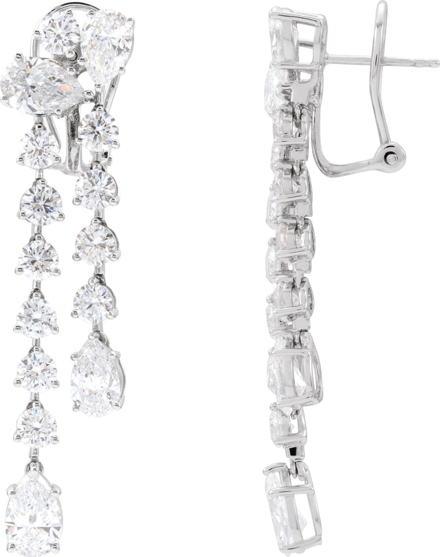 14K Gold Pear Lab-Grown Diamond Dangle Earrings - White Gold - view 2