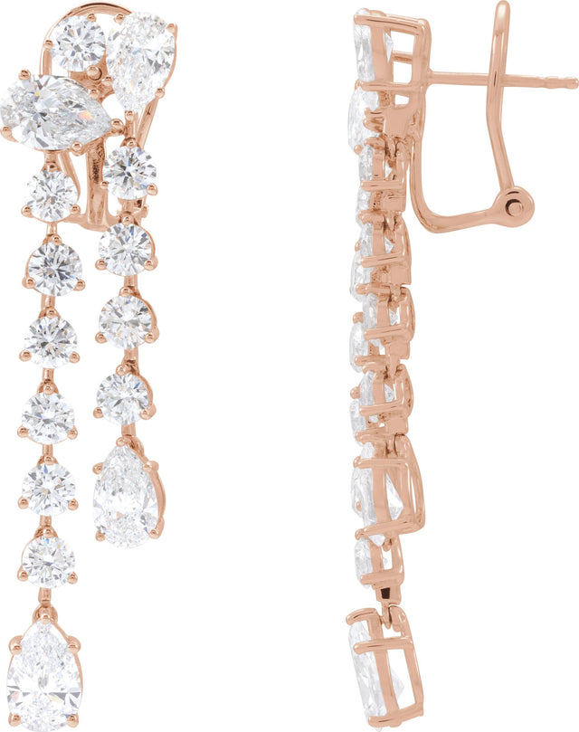 14K Gold Pear Lab-Grown Diamond Dangle Earrings - Rose Gold