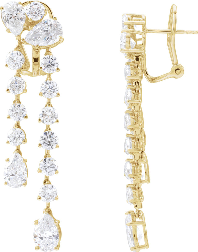 14K Gold Pear Lab-Grown Diamond Dangle Earrings - Yellow Gold - view 2