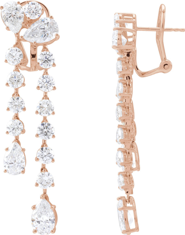 14K Gold Pear Lab-Grown Diamond Dangle Earrings - Rose Gold - view 2