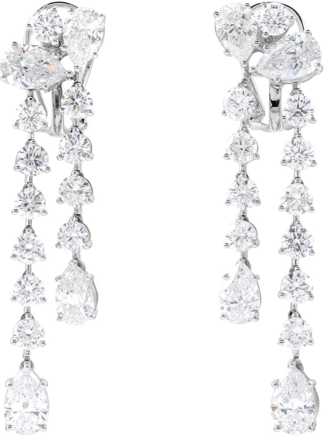 14K Gold Pear Lab-Grown Diamond Dangle Earrings - White Gold - view 3