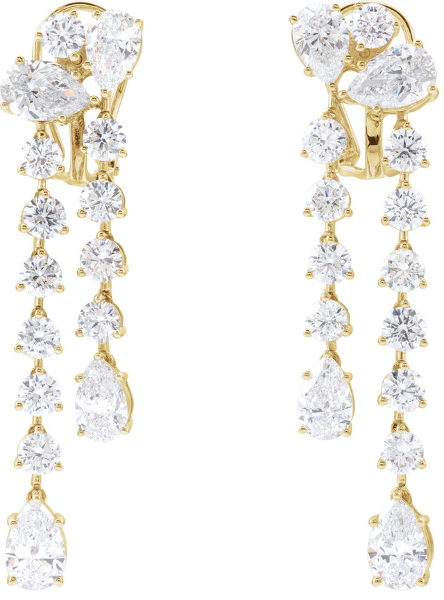 14K Gold Pear Lab-Grown Diamond Dangle Earrings - Yellow Gold - view 3
