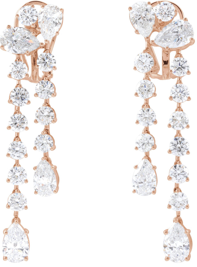 14K Gold Pear Lab-Grown Diamond Dangle Earrings - Rose Gold - view 3