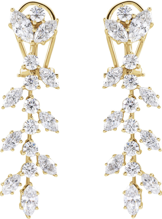 14K Gold Marquise Lab-Grown Diamond Earrings - Yellow Gold - view 2