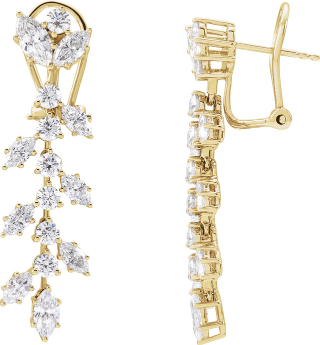 14K Gold Marquise Lab-Grown Diamond Earrings - Yellow Gold