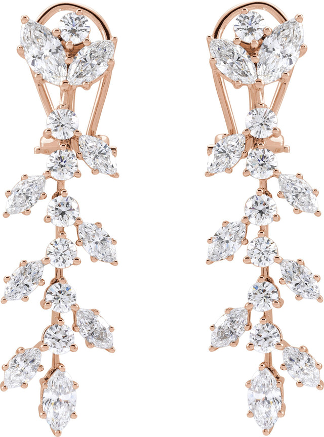 14K Gold Marquise Lab-Grown Diamond Earrings - Rose Gold - view 2