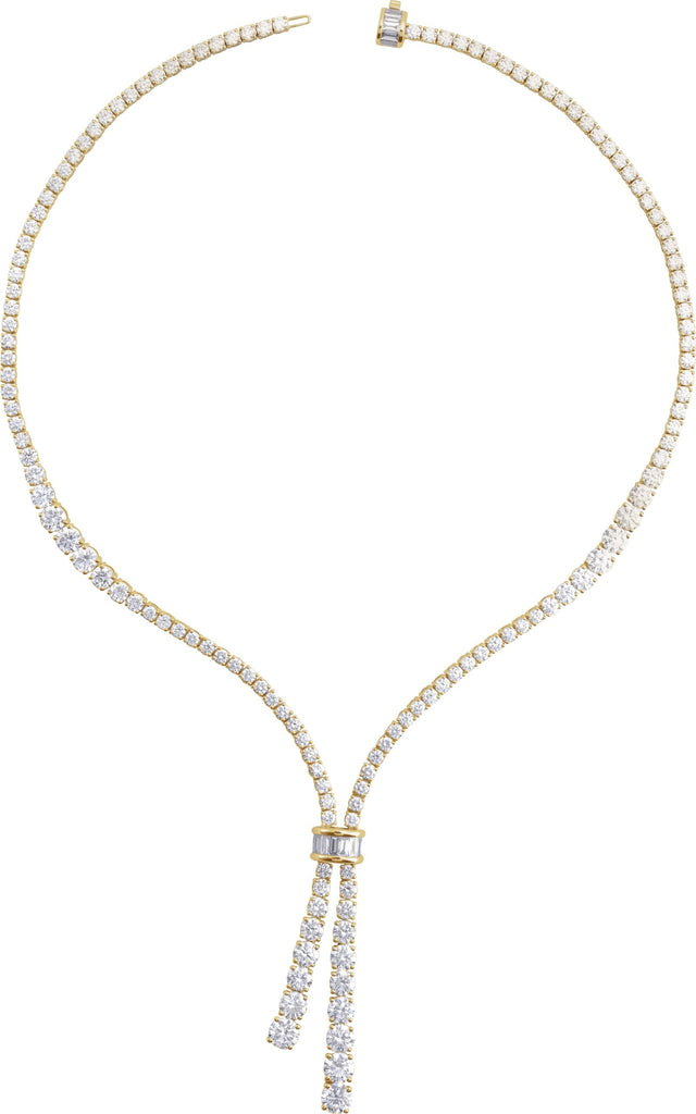 14K Gold Lab-Grown Diamond Line Necklace - Yellow Gold - view 4