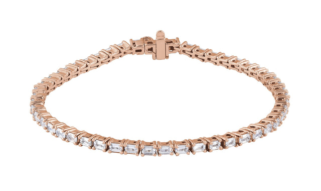 14K Gold Emerald Lab-Grown Diamond Line Bracelet - Rose Gold