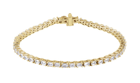 14K Gold Emerald Lab-Grown Diamond Line Bracelet - Yellow Gold