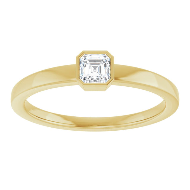 14K Gold Asscher Lab-Grown Diamond Bezel-Set Solitaire Ring - Yellow Gold - view 8