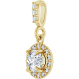 14K Gold Round Lab-Grown Diamond Halo-Style Pendant - Yellow Gold - view 5