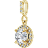 14K Gold Round Lab-Grown Diamond Halo-Style Pendant - Yellow Gold - view 5
