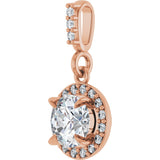 14K Gold Round Natural Diamond Halo-Style Pendant – up to 9/10 CTW - Rose Gold - view 5