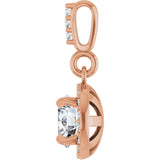 14K Gold Round Lab-Grown Diamond Halo-Style Pendant - Rose Gold - view 6
