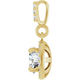 14K Gold Round Lab-Grown Diamond Halo-Style Pendant - Yellow Gold - view 6