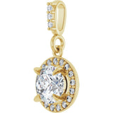 14K Gold Round Lab-Grown Diamond Halo-Style Pendant - Yellow Gold - view 5