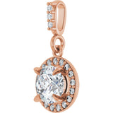 14K Gold Round Lab-Grown Diamond Halo-Style Pendant - Rose Gold - view 5