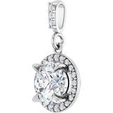 14K Gold Round Lab-Grown Diamond Halo-Style Pendant - White Gold - view 5