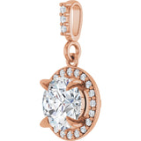 14K Gold Round Lab-Grown Diamond Halo-Style Pendant - Rose Gold - view 5