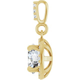 14K Gold Round Lab-Grown Diamond Halo-Style Pendant - Yellow Gold - view 6