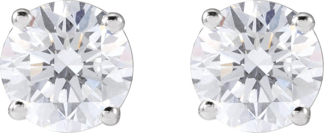 14K Gold Lab-Grown Diamond Round 4-Prong Lightweight Stud Earrings – up to 1 1/4 CTW - White Gold - view 6