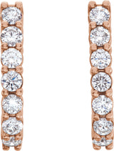 14K Gold Round Lab-Grown Diamond J-Hoop Earrings - Rose Gold - view 4