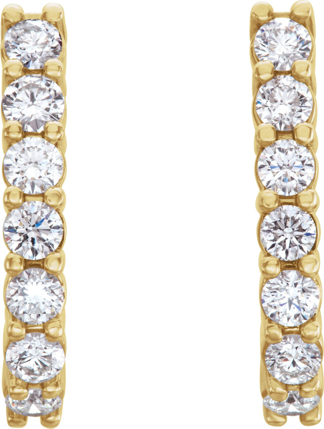 14K Gold Round Lab-Grown Diamond J-Hoop Earrings - Yellow Gold - view 4