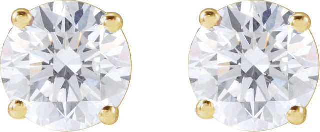 14K Gold Lab-Grown Diamond Round 4-Prong Lightweight Stud Earrings – 4 CTW - Yellow Gold - view 6
